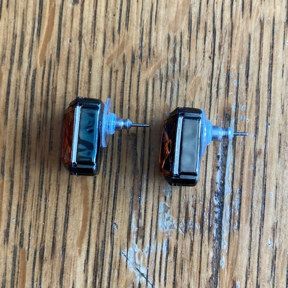 Dark Orange / Amber & Gunmetal Necklace & Earrings Set by Joan Rivers - Picture 9 of 13